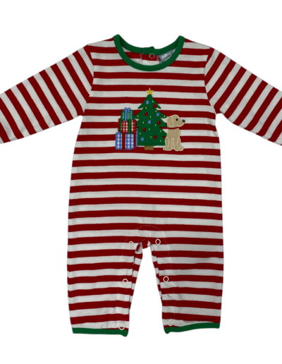 Red stripe Christmas boy romper