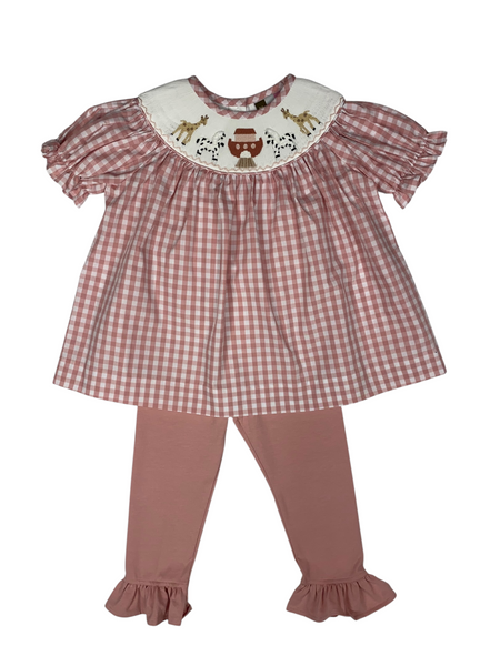 Mauve smock Noah’s ark pant set