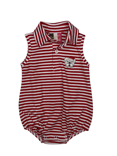 Red stripe sleeveless bulldog bubble