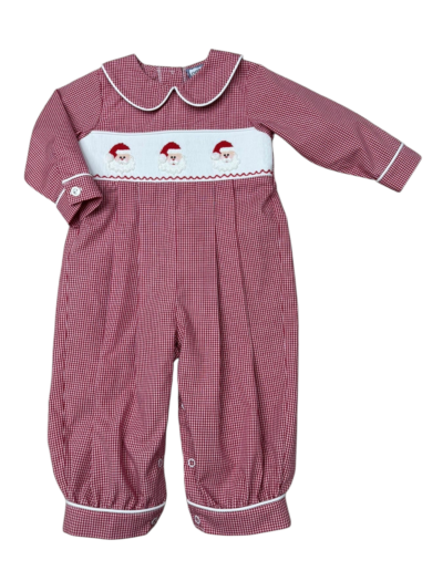 Smocked Santa boys romper