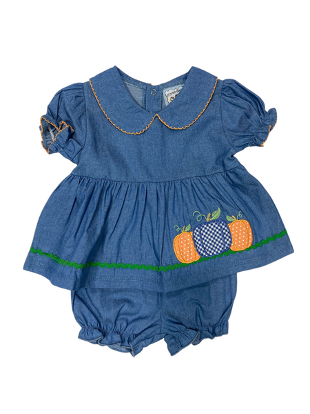Denim pumpkin bloomer set