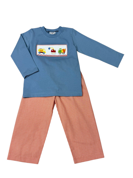 Smocked construction pant set
