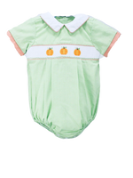 Green check smocked pumpkin bubble