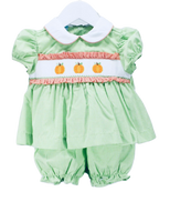 Green check smock bloomer set