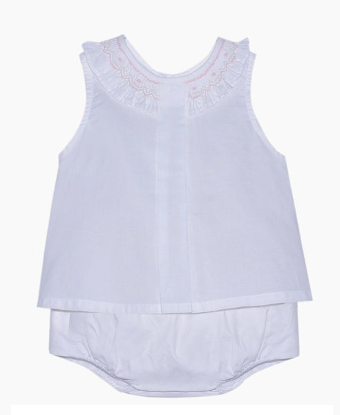 White sleeveless diaper set