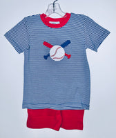 Royal stripe baseball short set