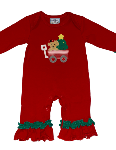 Red Christmas wagon romper