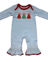 Blue Christmas tree romper