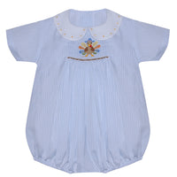 Light blue smocked turkey boy bubble