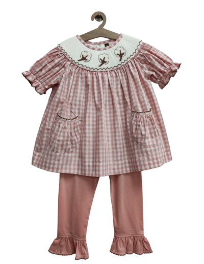 Smock cotton check swing top PS