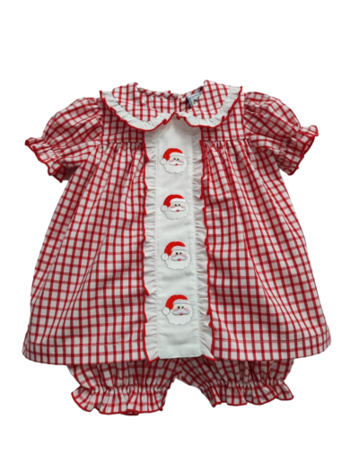 Red and white check Santa bloomer set