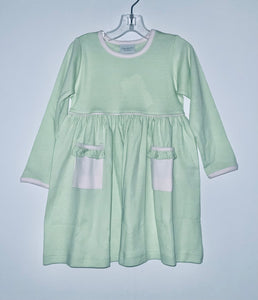 Green stripe w/ pink pockets dress