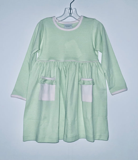 Green stripe w/ pink pockets dress