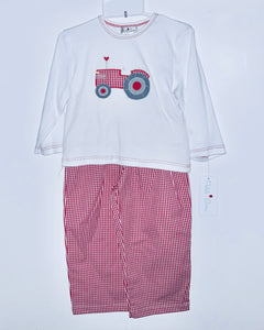 Red tractor pant set