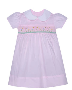 Pink Smocked flowers Francis dress