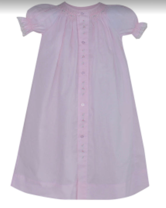 Pink smock button front daygown