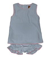 Blue pinstripe bloomer set