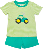 Green tractor short set