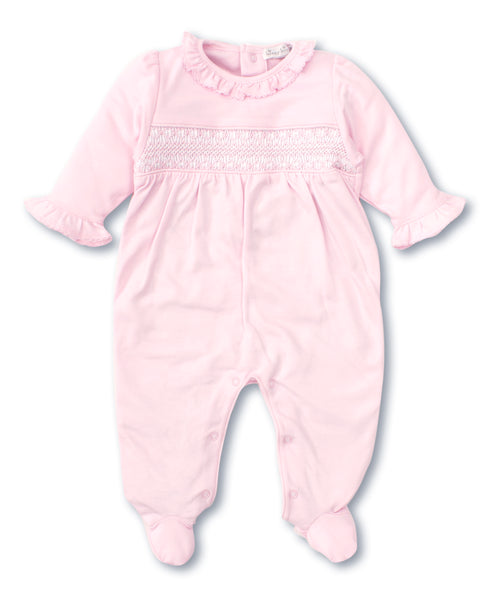 Pink smock footed sleeper