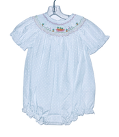 Light blue dot smock Easter bubble