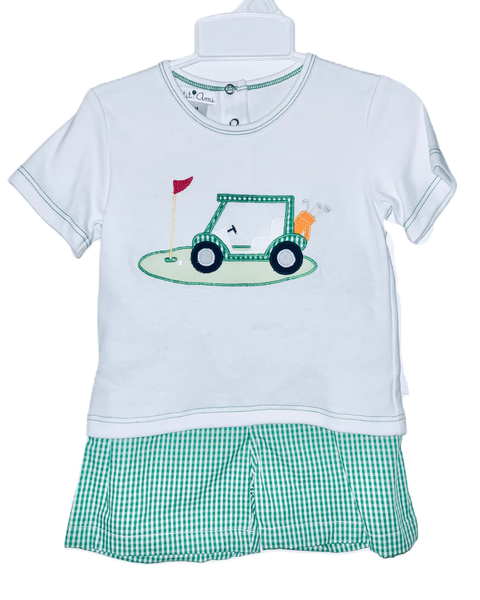 Green check golf short set