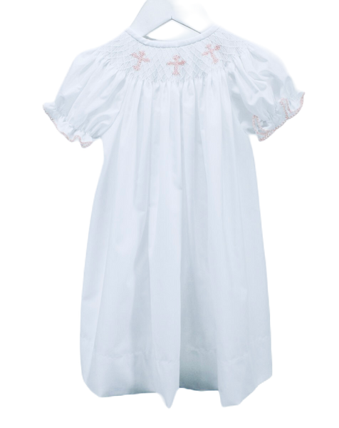 Pink cross smock dress