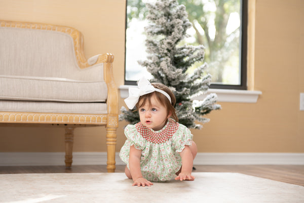 Santa print smocked bubble