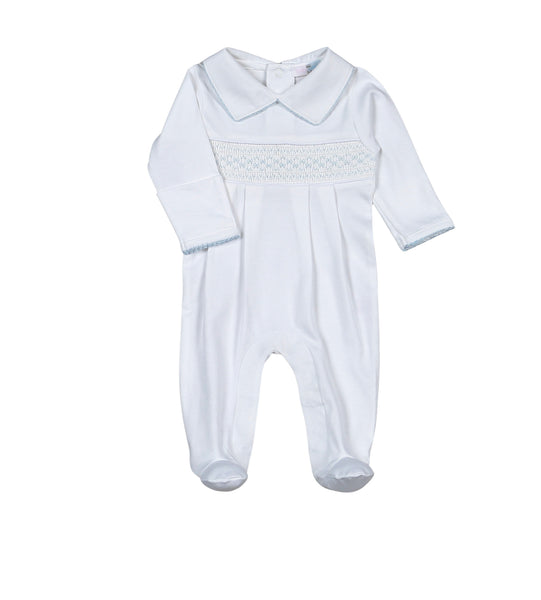 White smocked footed sleeper