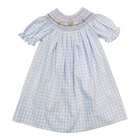 Blue check Easter smock dress