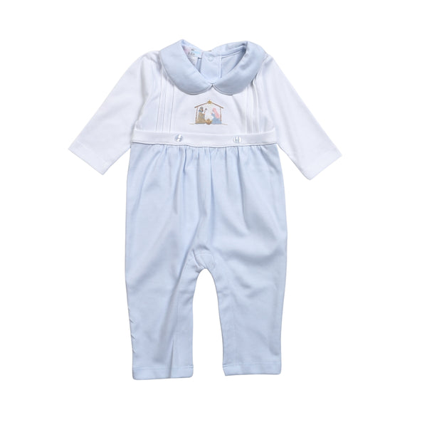 Blue nativity romper