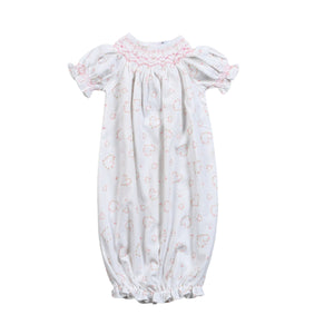 Heart print smock gown