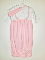 Pink and white infant gown