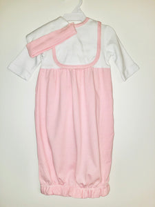 Pink and white infant gown