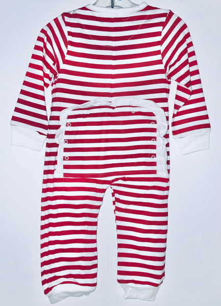 Red stripe ruffle flap pj