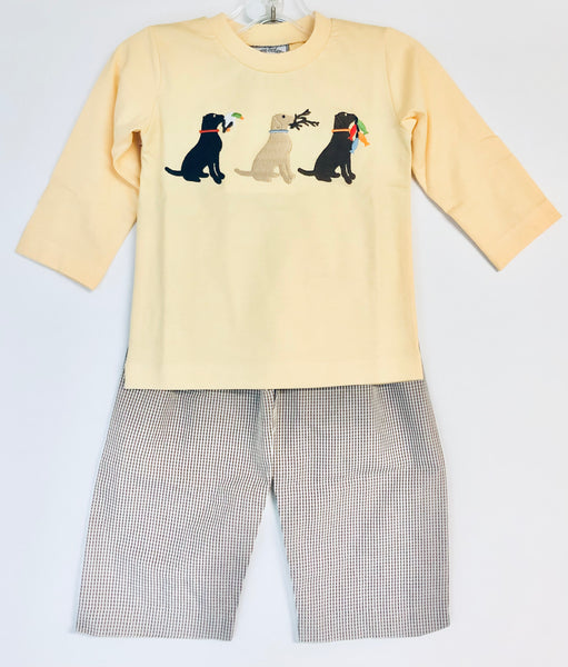 Yellow hunting dog pant set