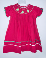 Red smock Christmas tree dress