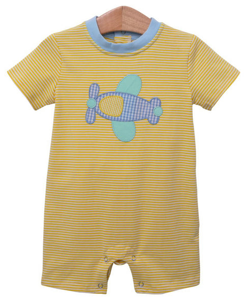 Yellow airplane romper