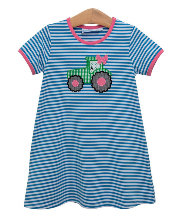Blue/pink Tractor dress