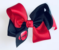 Reb & Black football bow