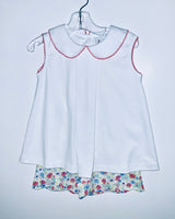 White w/ floral short set