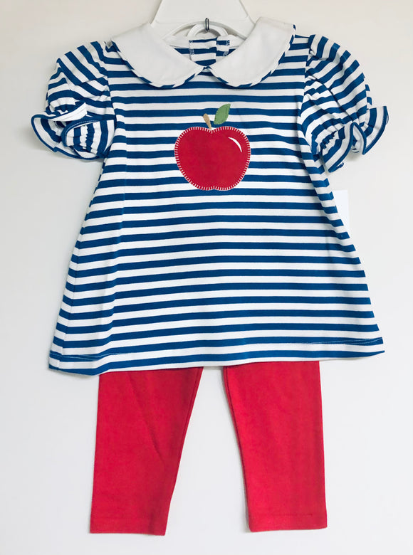 Blue stripe apple legging set