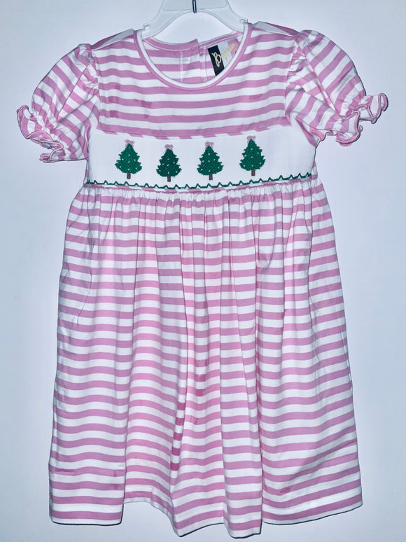 Pink stripe Christmas tree dress