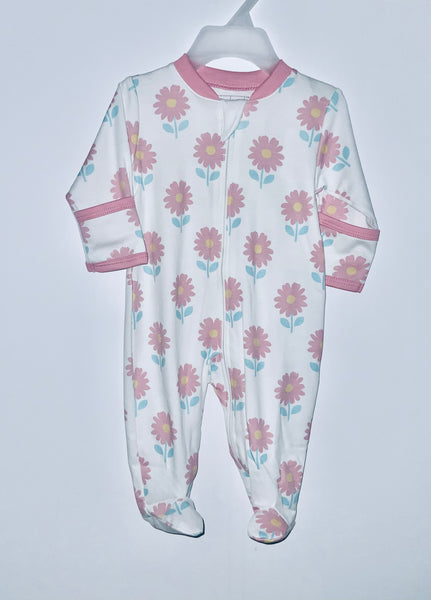 Large floral print footed zip sleeper