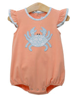 Orange gray crab girls romper